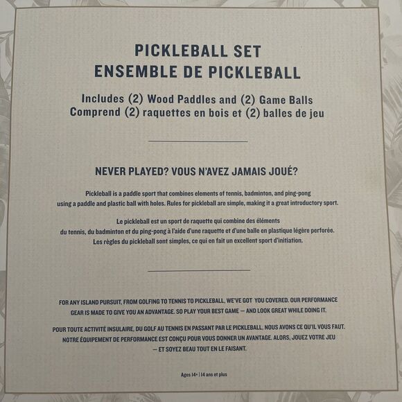 Tommy Bahama Pickleball Set 2-Blue & Red Wooden Paddles 2-Yellow Game Balls NEW - Picture 7 of 7